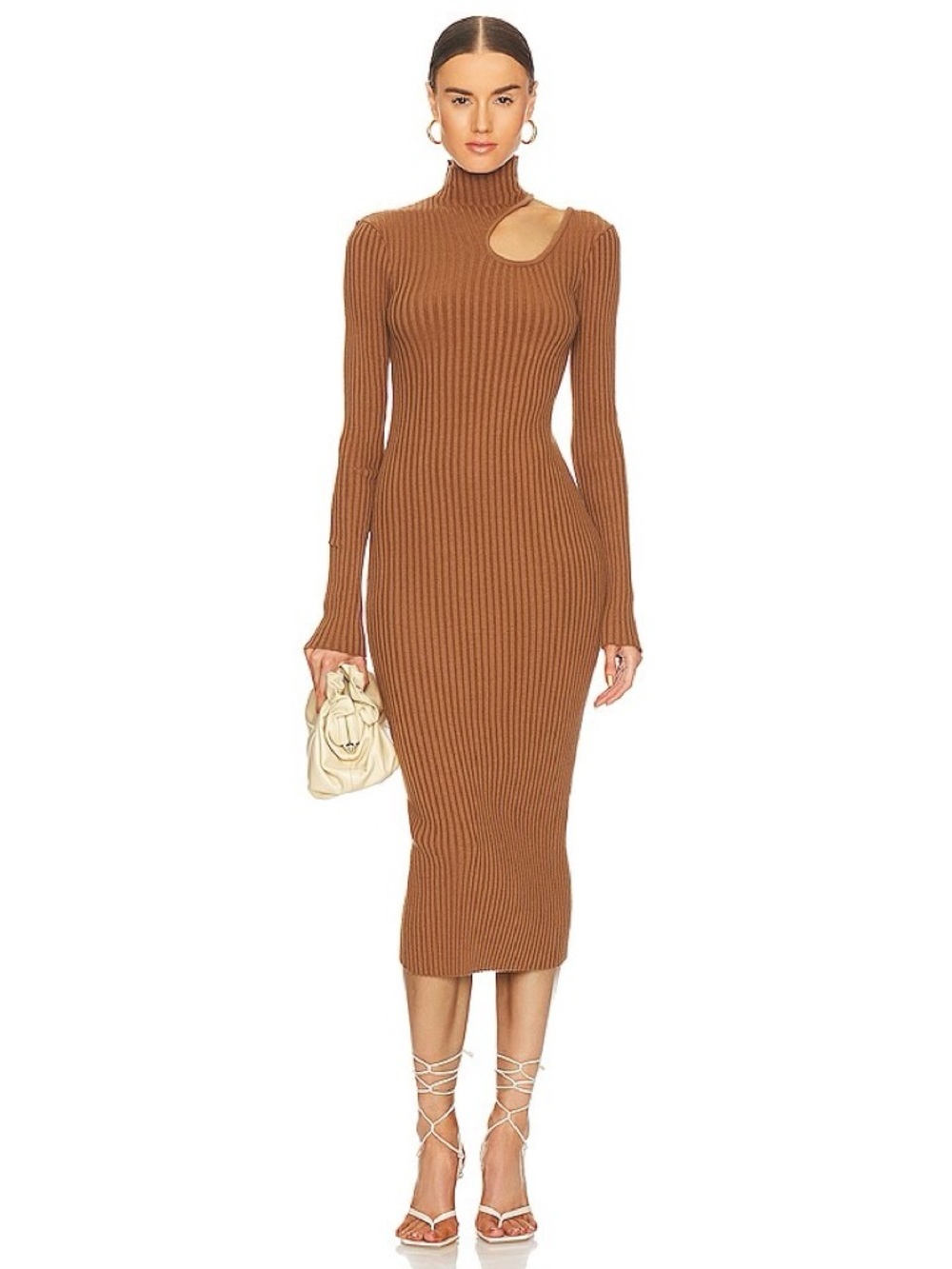 ANINE BING Victoria Cutout Ribbed Midi Dress